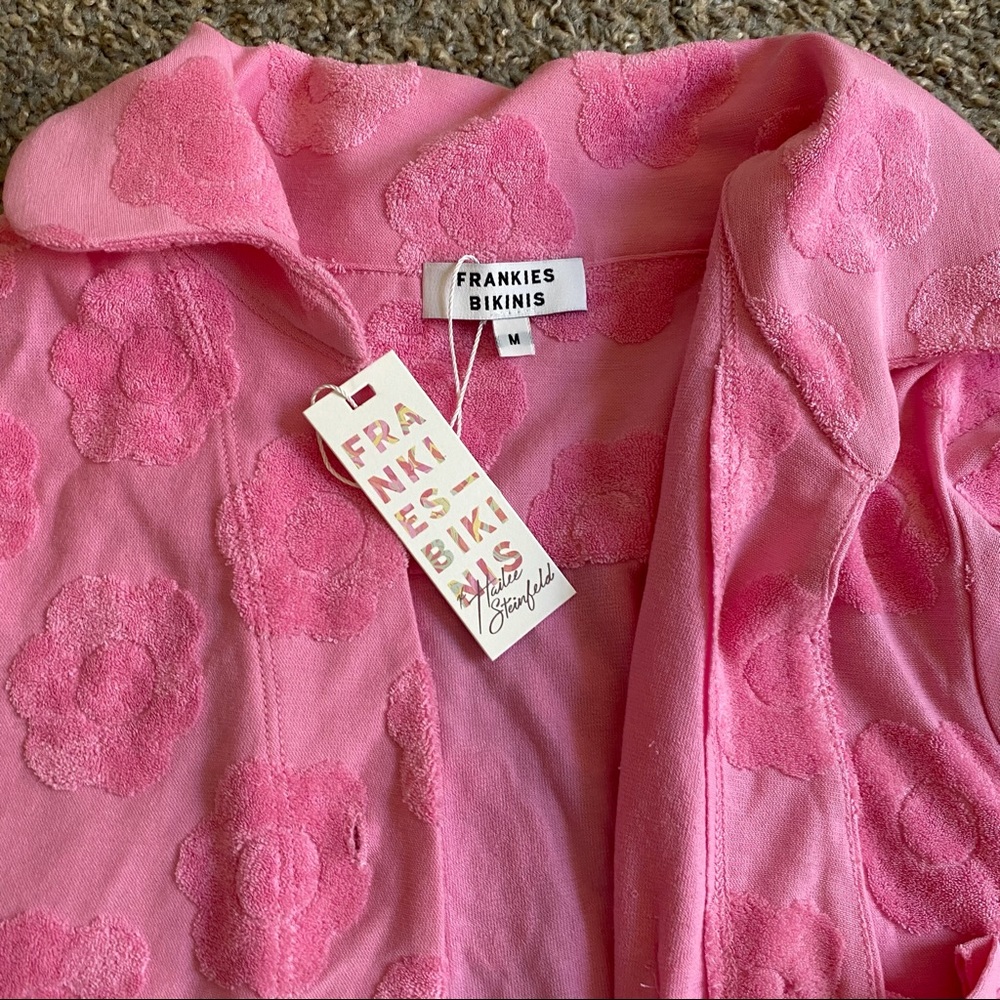 NWT Frankies Bikinis Floral Terry Button Up Shirt and Short Set